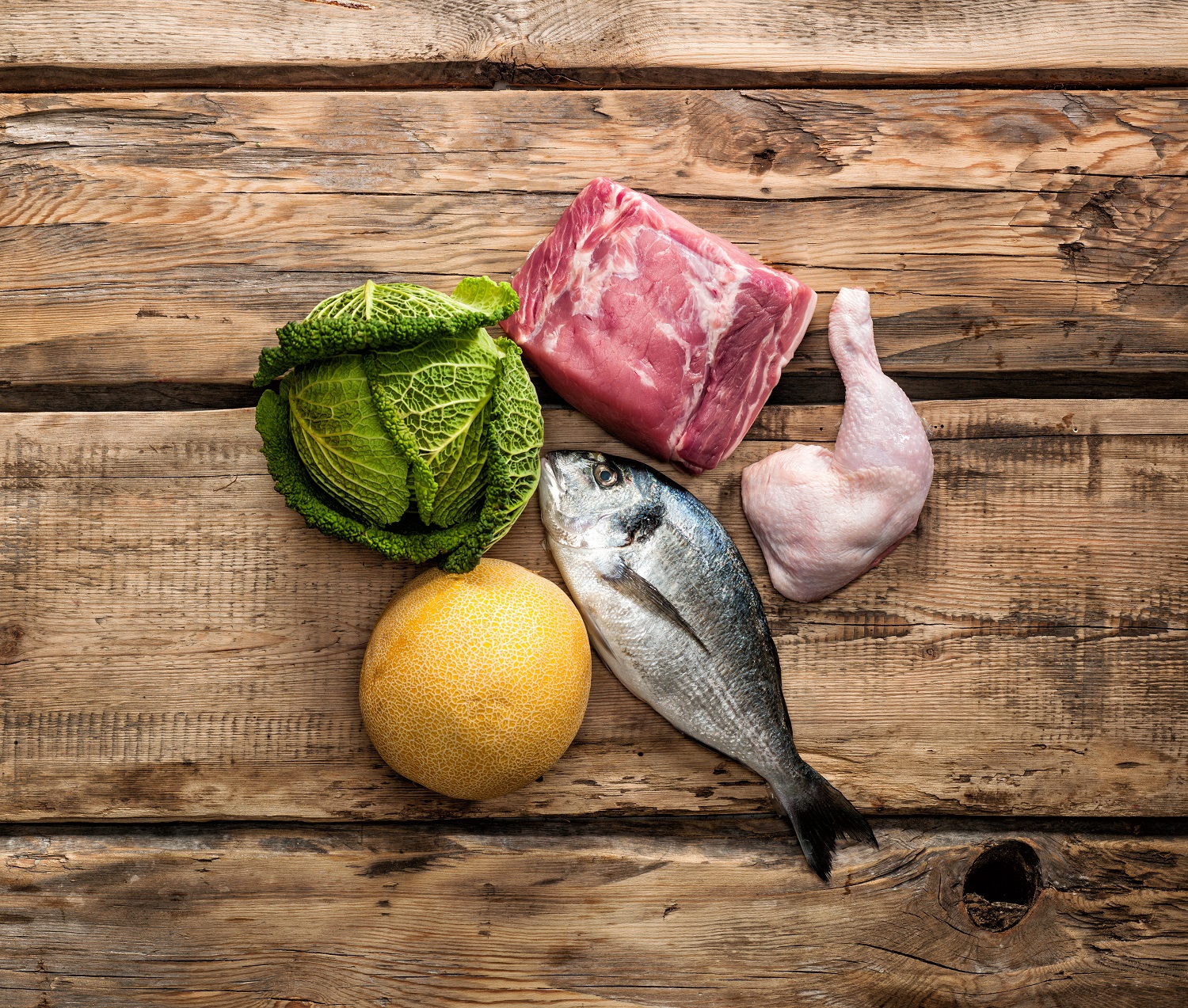 Fresh raw food ingredients for Paleo diet