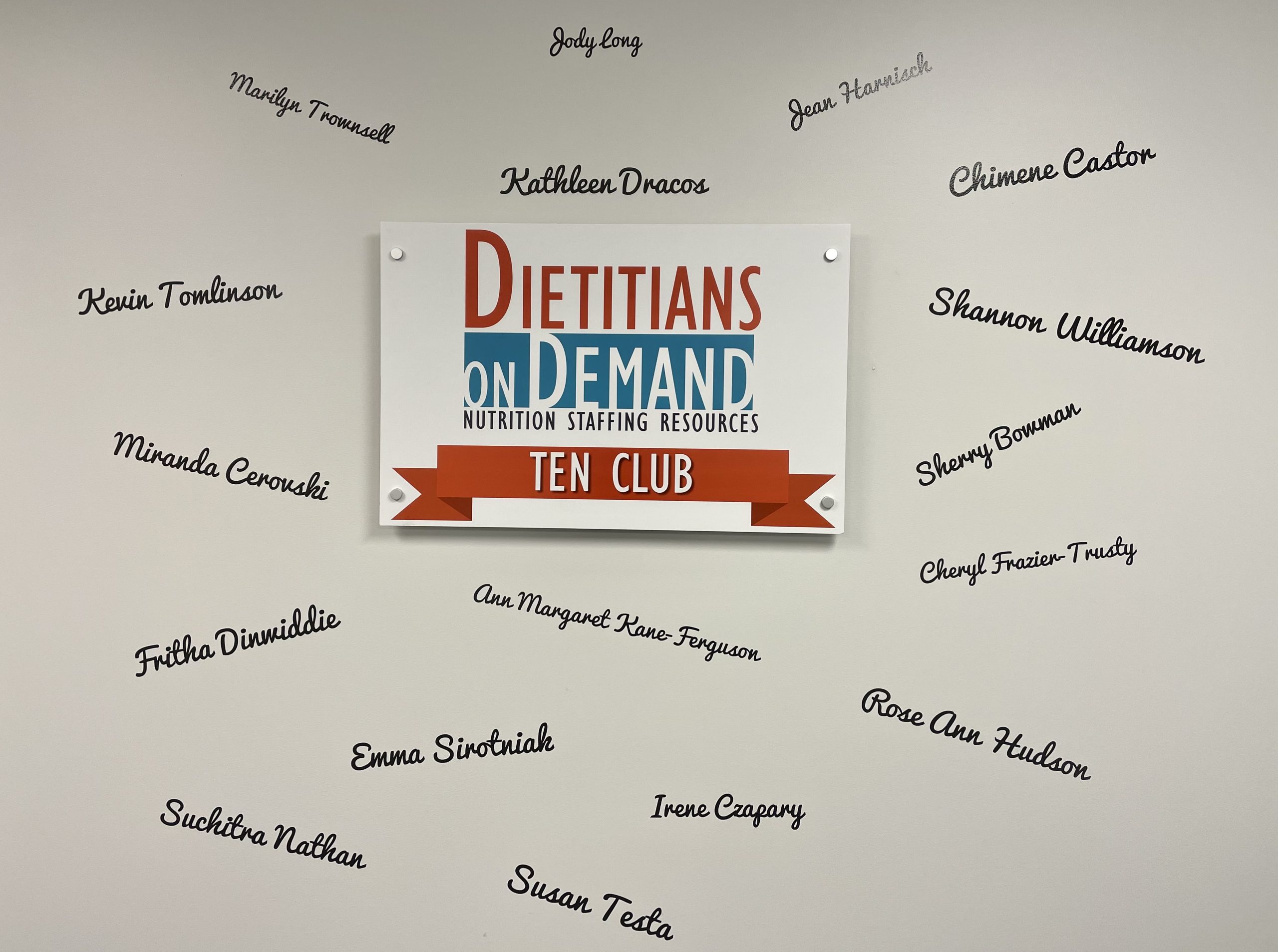 dietitians on deman nutrition staffing resources ten club sign on wall